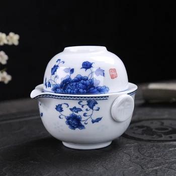 

Tea Set Include 1 Pot 1 Cup Elegant Gai wan Beautiful and Easy Teapot Kettle Blue and White Porcelain Tea Pot Tea Infuser