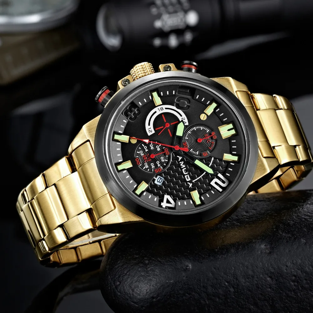 

AMUDA Fashion Men Watches Quartz Watch Bracelet Male Wristwatches Luminous Hands Relogio Masculino
