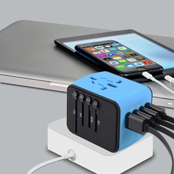 

International Travel Adapter Universal Power Adapter Worldwide All In One 4 Usb With Electrical Plug Perfect For European Us,E