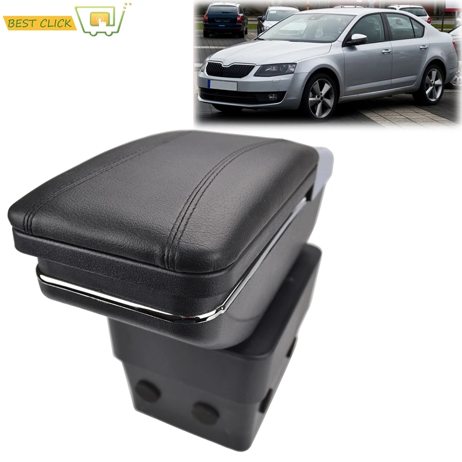 

For Skoda Octavia Mk3 A7 2014-2017 Center Centre Console Storage Box Rotatable Armrest Arm Rest 2015 2016