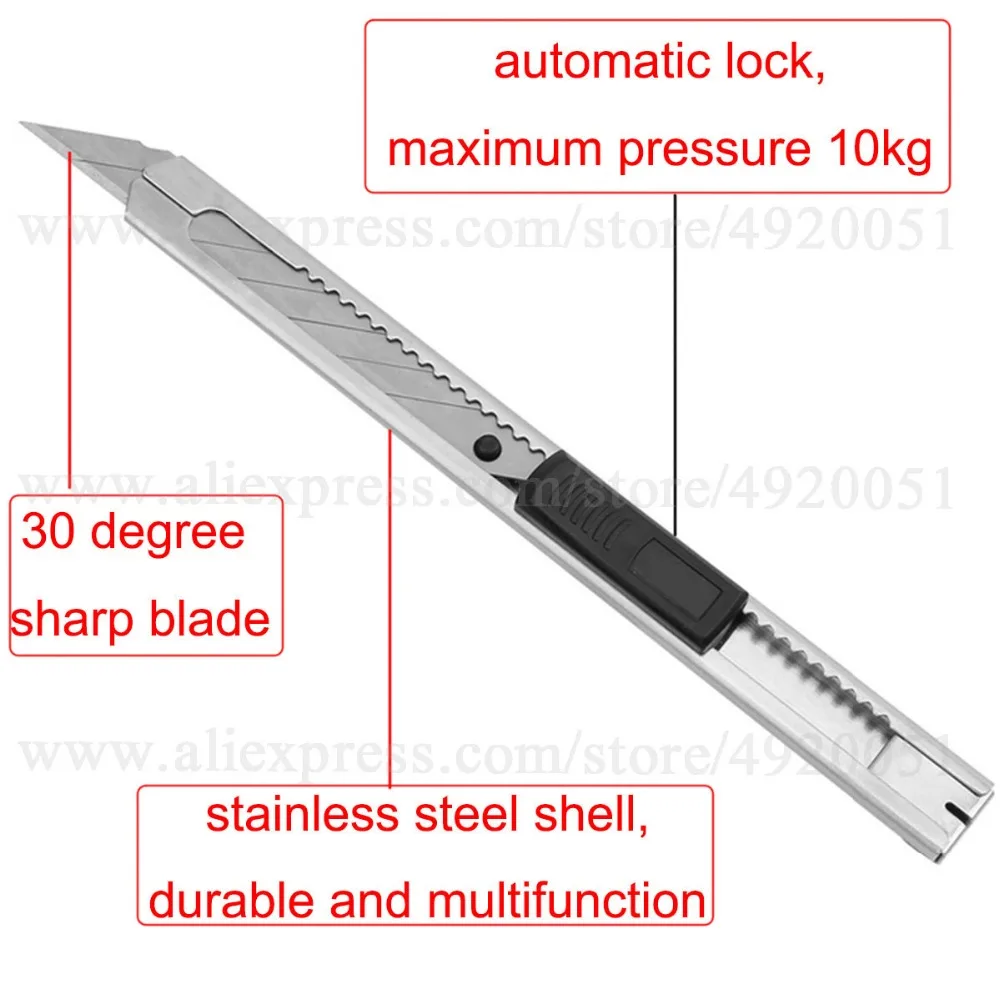 10 шт. стальной универсальный нож из сплава, бумага для офиса, сделай сам, художественный резак, канцелярские товары, школьная резьба, открытая коробка, автомобильная пленка, режущие инструменты 10E02