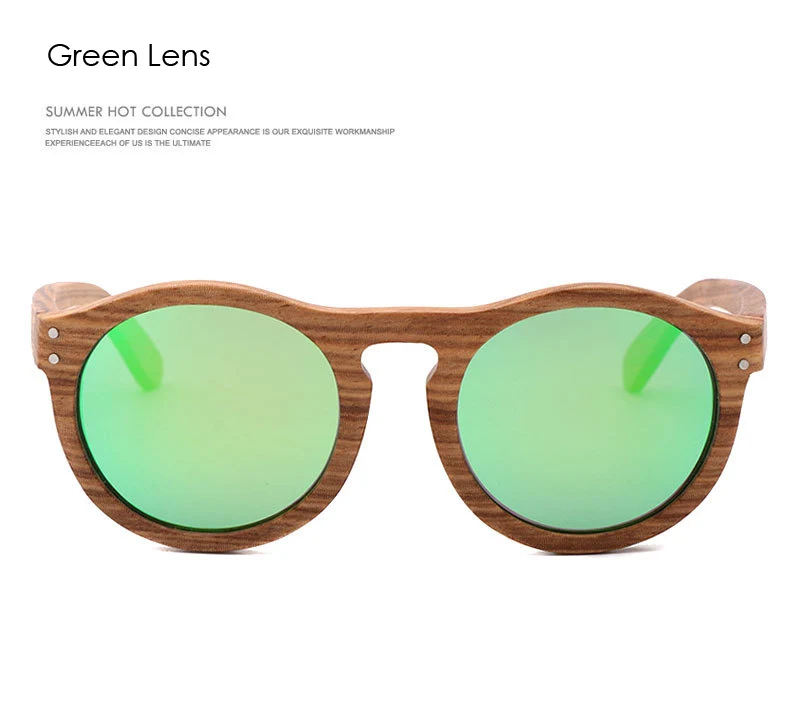 Vintage Women Round Wooden Sunglasses Polarized Mens Sun Glasses Brand Designer Zebra Wood
