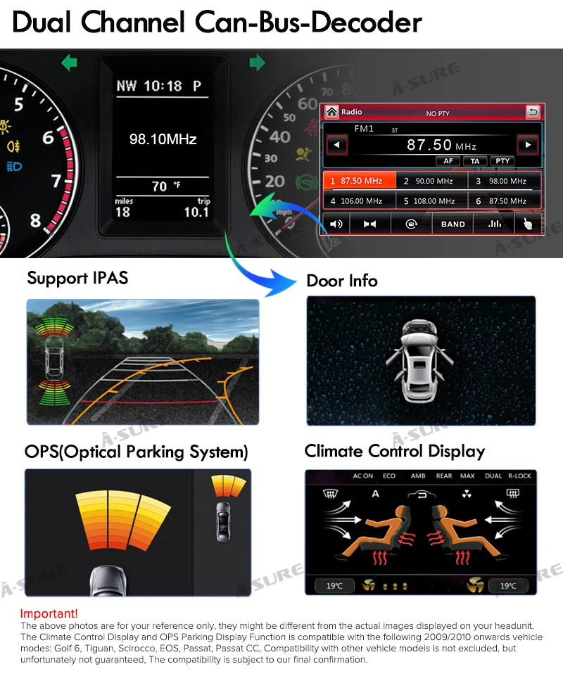 Sale A-Sure 8 Inch 2 Din Car Radio DVD Player Navi For Volkswagen VW Passat Skoda T5 Polo Sharan TOURAN TIGUAN GOLF 5 6 Skoda Seat 22