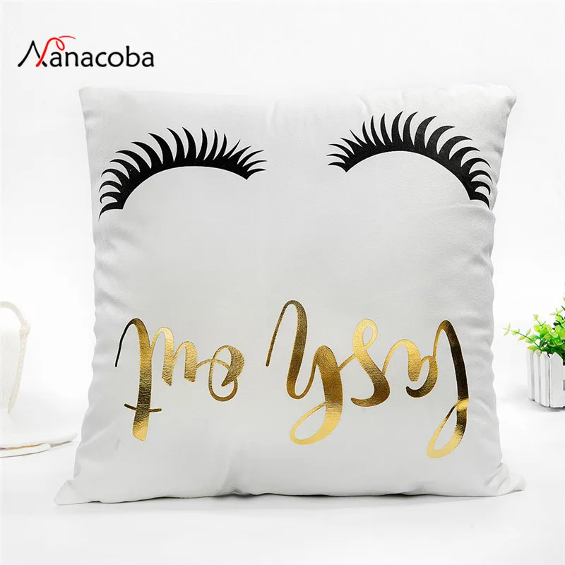 

Lash Out Bronzing Cushion Cover Gold Printed Pillow Cover Super Soft Velvet Decorative Pillow Case Sofa Seat Car Pillowcase