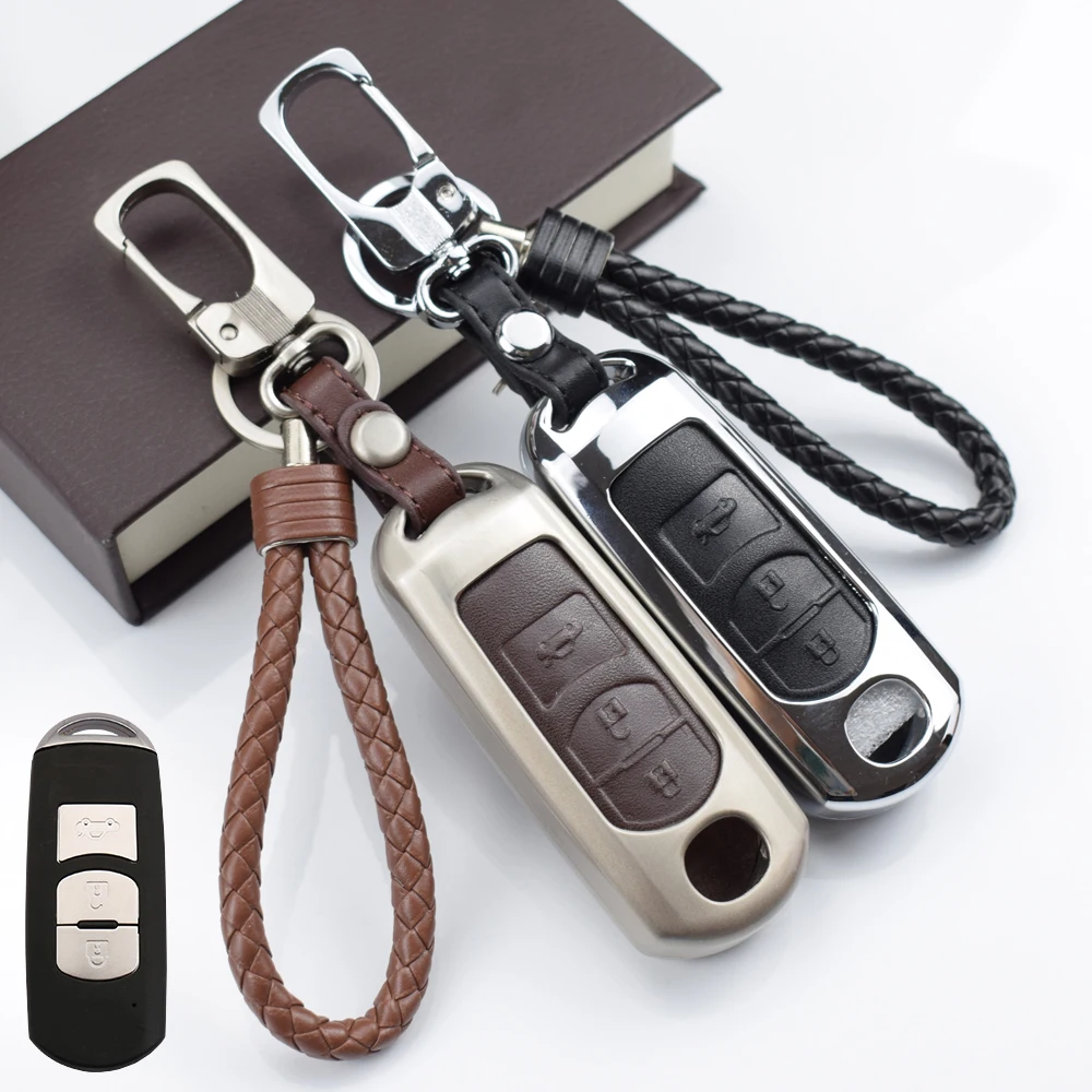 

Leather For Mazda 2 3 6 Axela Atenza CX-5 CX5 CX-7 CX-9 2014 2015 2016 2017 Smart 2/3 Buttons Car Remote Key Case Cover shell