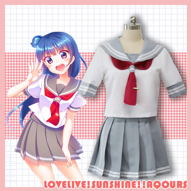 

Japanese Anime Love Live Sunshine Cosplay Costume Takami Chika Girls Sailor Uniforms Love Live Aqours School Uniforms