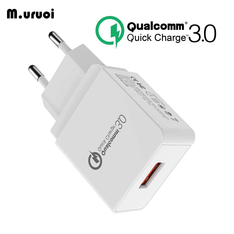  M.uruoi 18W Quick Charge 3.0 Fast Mobile Phone Charger EU Plug US Plug UK Plug Wall USB Charger Ada