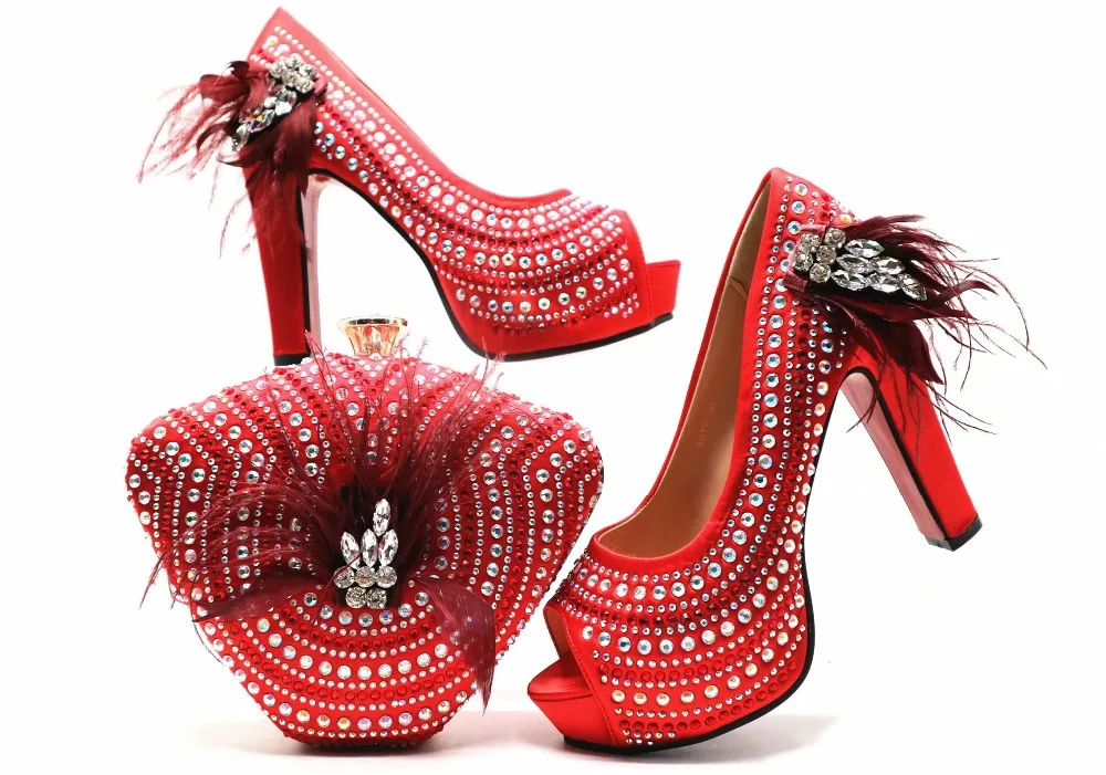 red shoes and clutch bag