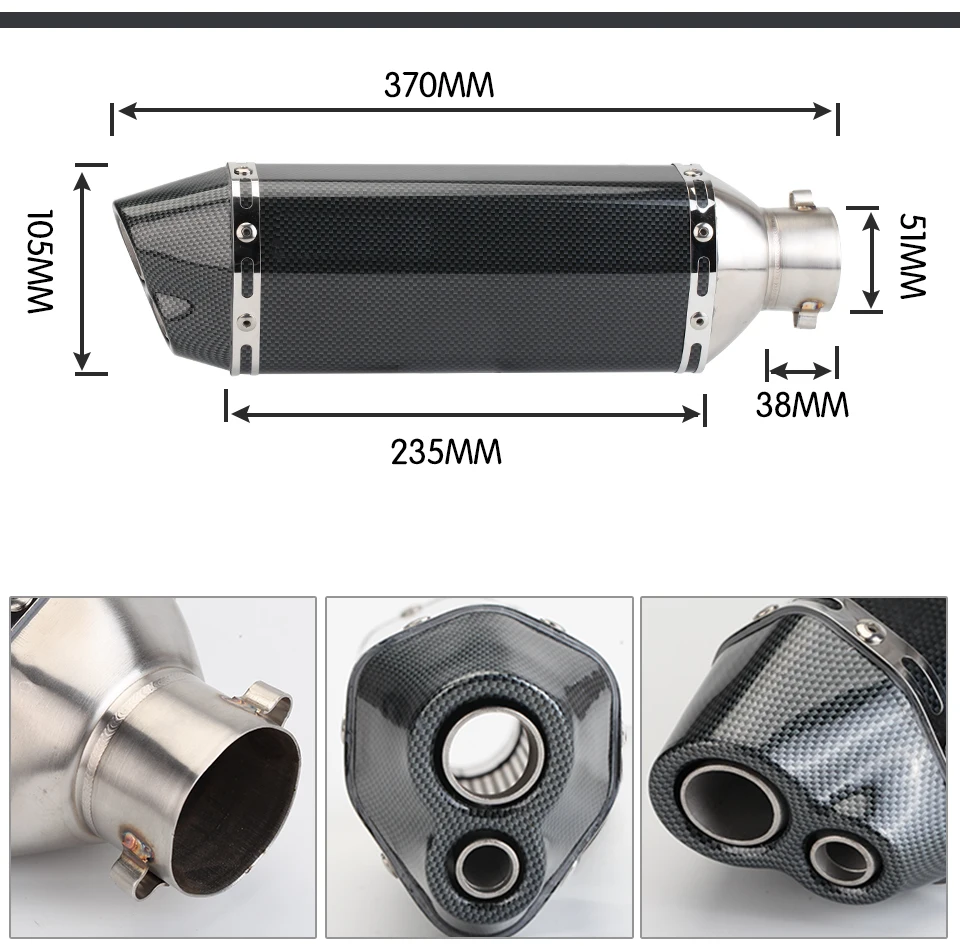 36-51 мм Универсальный мотоцикл выхлопной модифицированный глушитель скутер питбайк Dirt Мотокросс для R6 ER6N CBR250R Z650 MT07 R25