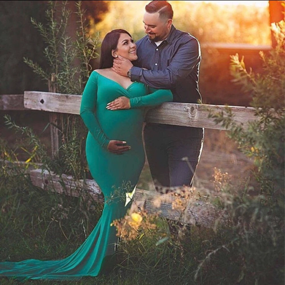 2018 Cotton Maternity Photography Props Maternity Gown Dress Off Shoulder Sexy Women Pregnancy Maxi Dresses For Photo Shooting (8)