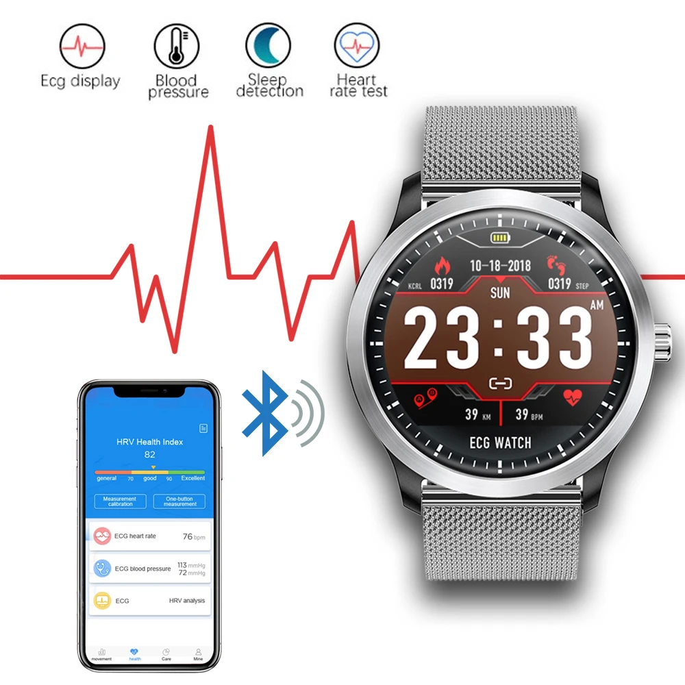 

Luxury Smart Watch With ECG Display Blood Pressure Heart Rate Monitor Bluetooth Synchronous Data Tracker Smartwatch Waterproof