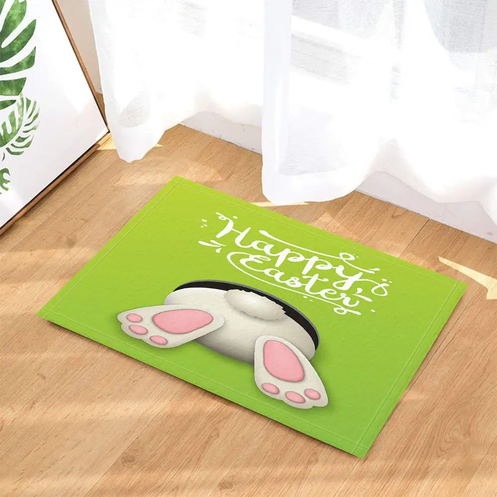 Cartoon Bath Rugs Funny Rabbit Happy Easter Child Interest Non Slip