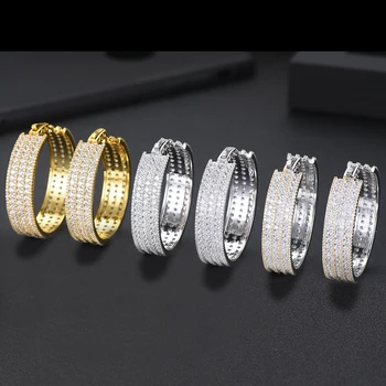 

GODKI Luxury Full Micro Cubic Zircon Statement Big Hoop Earrings For Women Wedding DUBAI Bridal Square Circle Hoop Earrings 2019