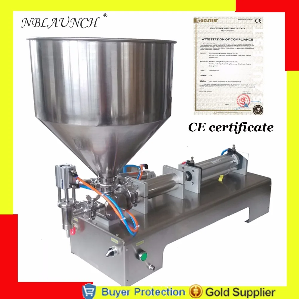 

500ml Sauce Cream Paste Filling Machine Pneumatic Piston Filler Cylinders Shampoo Lotion Peanut Butter Jam Honey Free Shipping