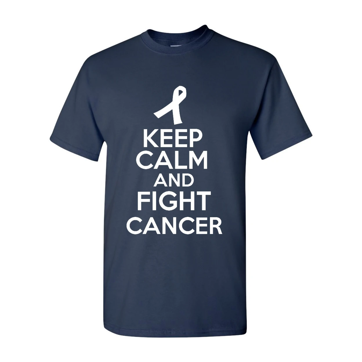 Keep Calm And Fight Cancer Disease Novelty Statement Graphics Adult T-Shirt Tee (2)