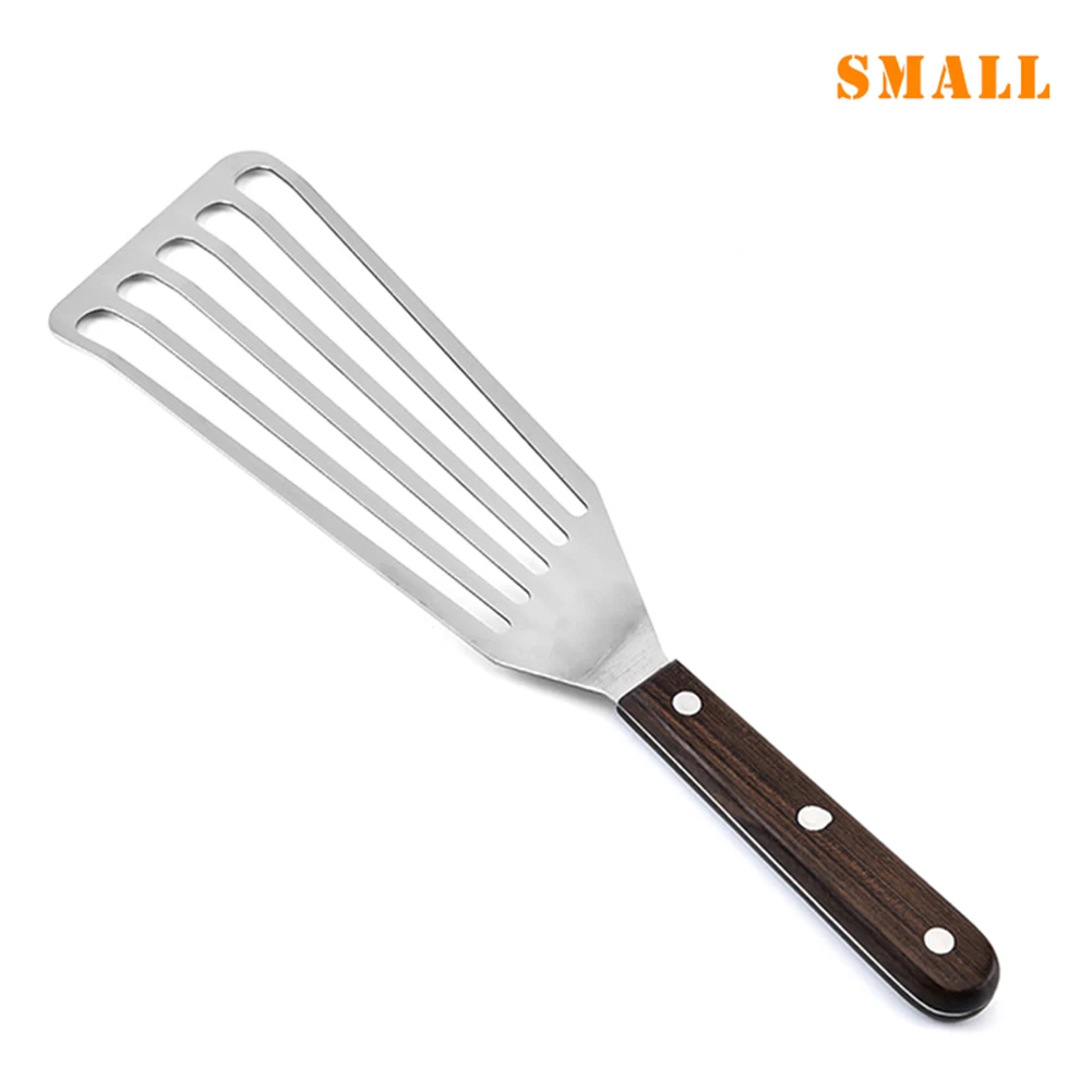 1 Pcs Slotted Turner Fish Spatula Stainless Steel Flexible Kitchen Barbecue Spatula HYD88 - Color: S