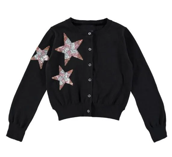 5pcs/lot Baby girl sweater kids children long sleeve star black Knit