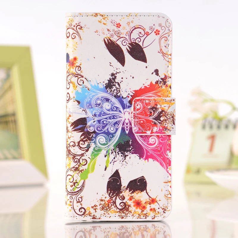 Чехол-портмоне с откидной крышкой чехол для телефона из искусственной кожи для Motorola Moto G5 G4 играть E3 G G2 G3 G4 E E2 X E3 для Wiko Lenny3 в виде книжки с подставкой с рисунком задняя крышка - Цвет: color butterfly