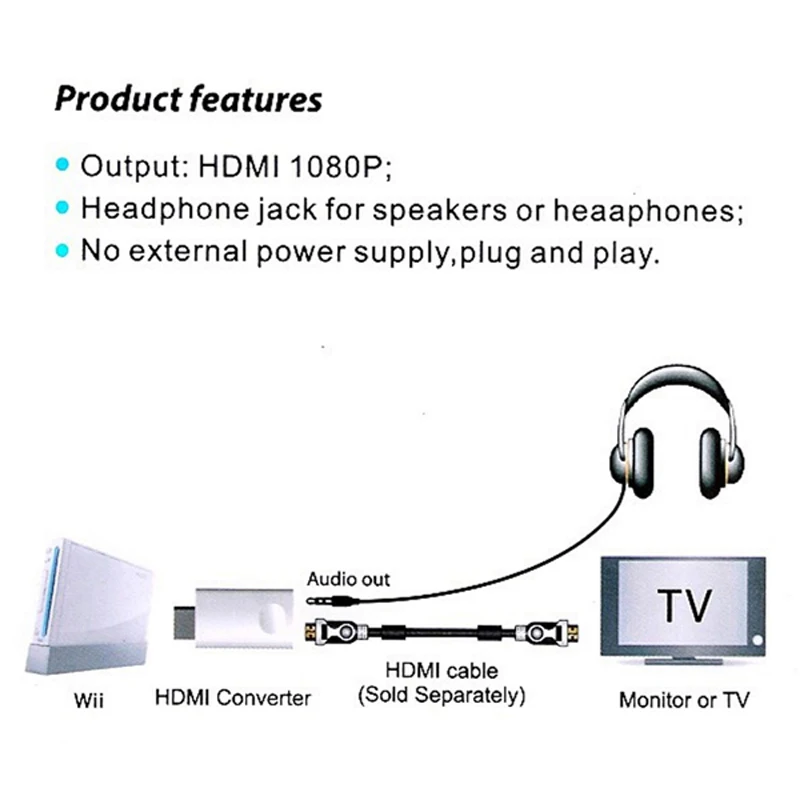 HDMI конвертер для wii белый Full HD 1080P wii для HDMI wii 2HDMI адаптер