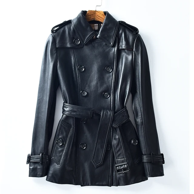 EIFURKOP Genuine Leather Jacket Coats Women Slim Short Leather Jacket