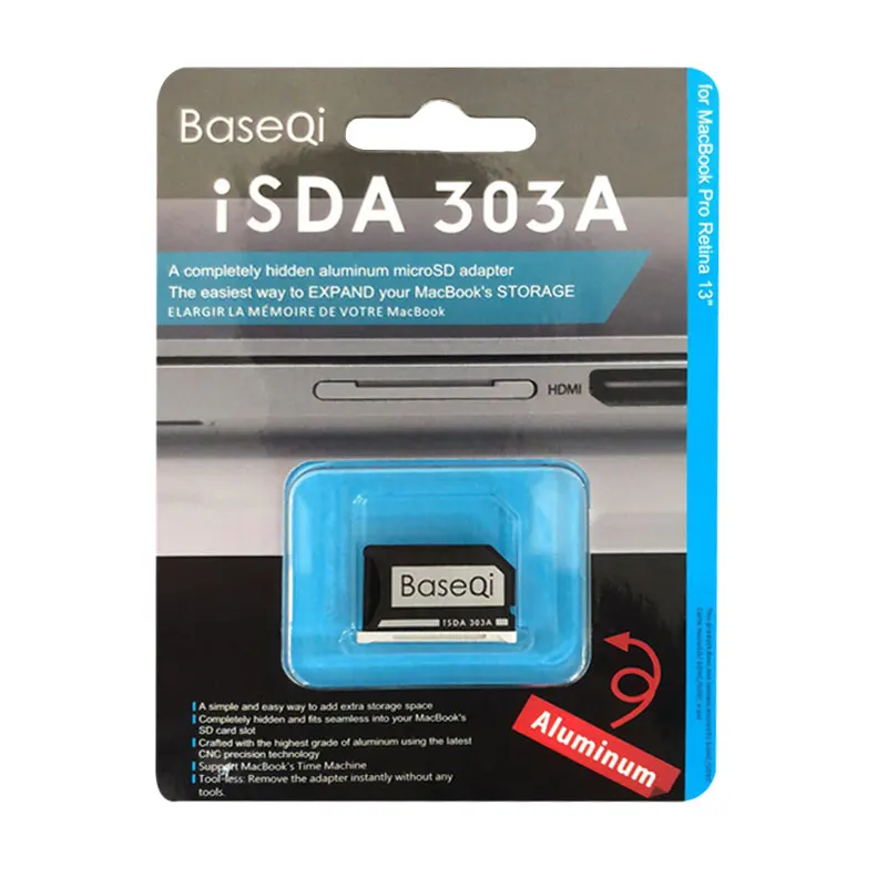 Рекламный 2019 металлический ниндзя Stealth Drive microSD адаптер для MacBook Pro retina 13 дюймов 2010-2012 Baseqi micro SD Adapater