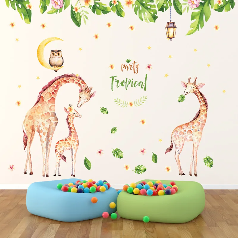 DIY Large Size Cartoon Giraffe Wall Stickers For Kids ...