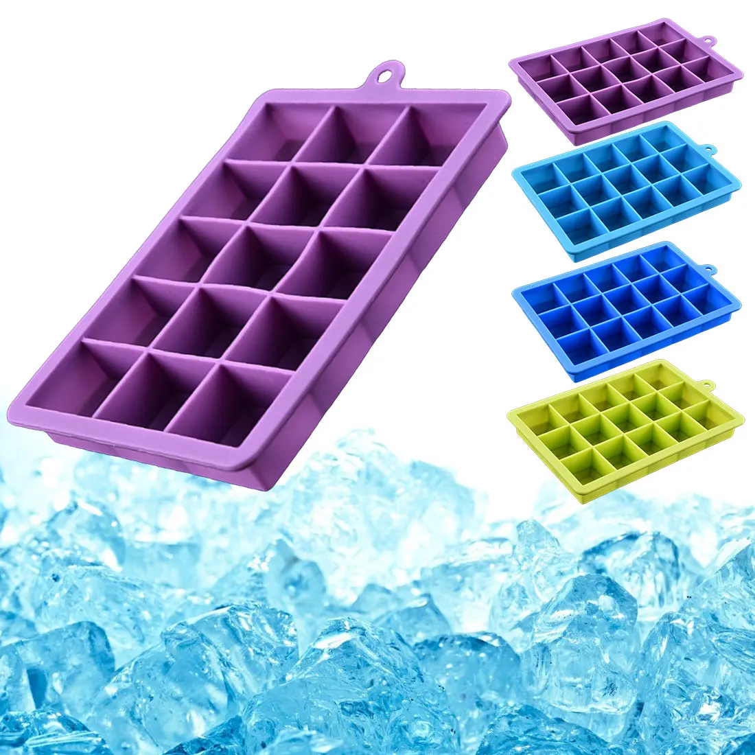 

DIY Ice Cube Mold Square Shape Silicone Ice Tray Fruit Ice Cube Ice Cream Maker Kitchen Bar Drinking Accessories 4 Colors