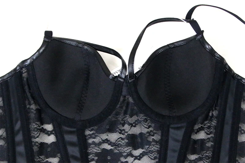 Big Size 6XL Corset Sexy Lingerie Women Black Faux Leather Floral Lace Burlesque Steampunk Corset Gothic Bustier BodyShaper (2)