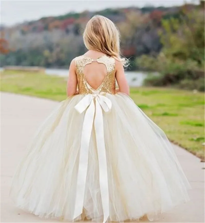 Платье для девочек с цветами и блестками; бальное платье принцессы без рукавов; Пышное Платье с золотыми и серебряными блестками; платье подружки невесты на день рождения, свадьбу