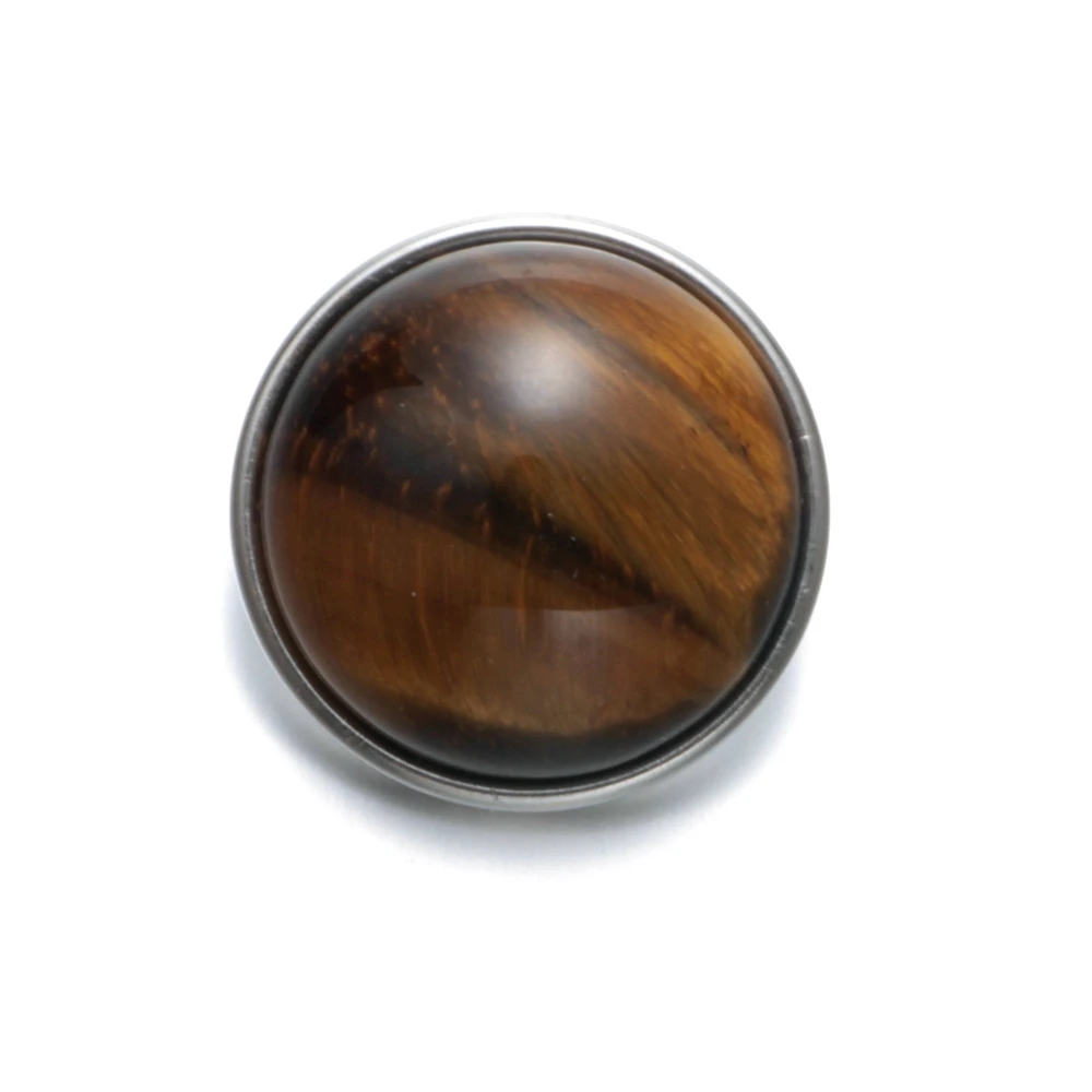 

KZ0377f High Quality Tiger's Eye Natural Stone Snap Buttons 18mm Metal Snap Button Charms For DIY Snaps Bracelet Jewelry