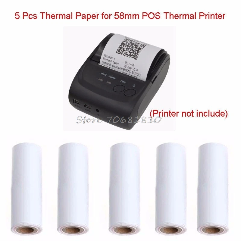 5Pcs Thermal Paper POS Cash Register Receipt Roll For 57mm* 30mm 58mm Printer