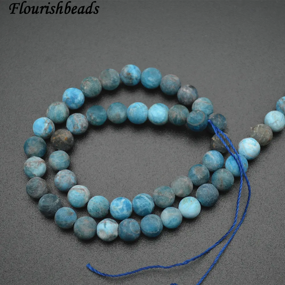 

Matte Dull Polished Natural Blue Apatite Stone Round Loose Beads 6mm 8mm 10mm