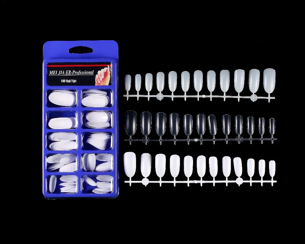 100pcs Hot Sales Sharp Tips Nail French False Nail Art Natural Coffin