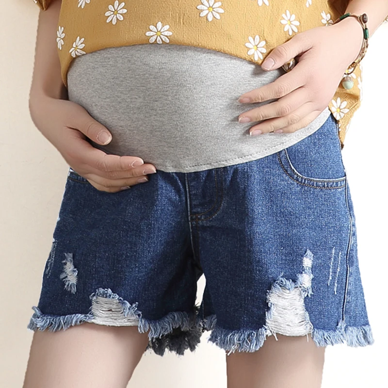 Yuanjiaxin Summer 2017 Maternity Denim Shorts Pregnancy Women New Thin Hole Loose Plus Size