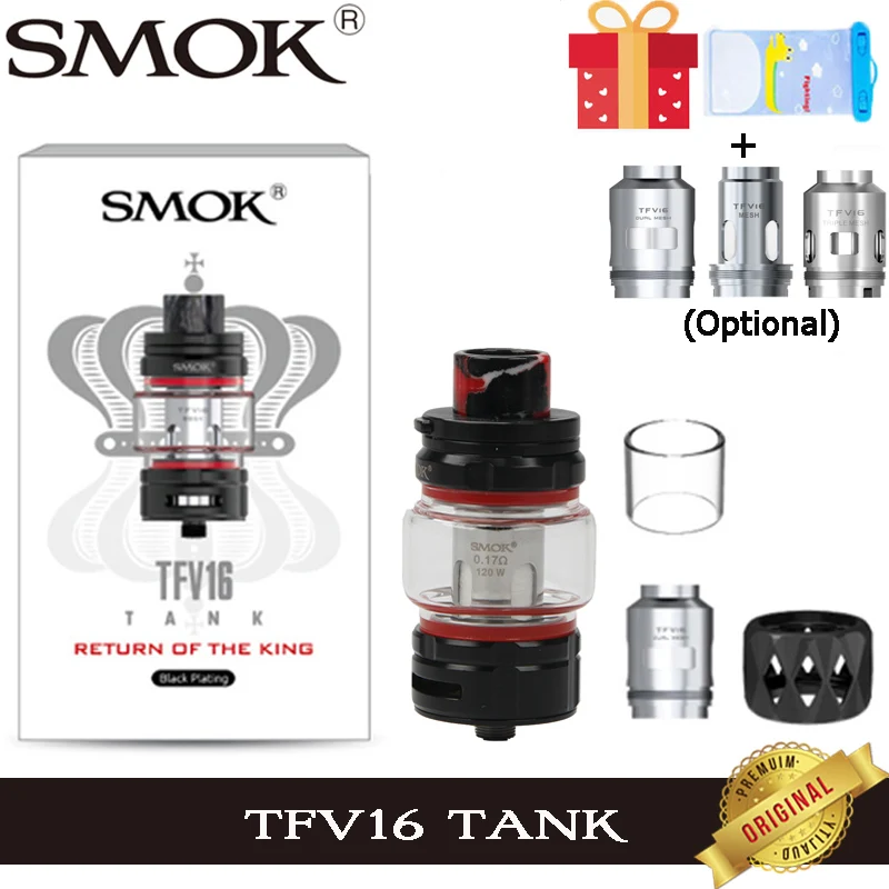 

Original SMOK TFV16 Tank 9ml 510 thread Electronic Cigarette Atomizer with TFV 16 Mesh Coil Vaporizer For Morph Box MOD Vape