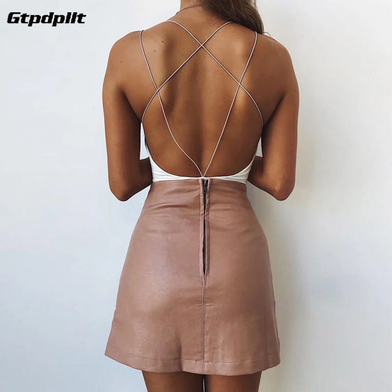 

Gtpdpllt Sexy Summer Bodysuit White Backless Bodycon body feminino Overalls Party Rompers Womens Jumpsuit combinaison femme