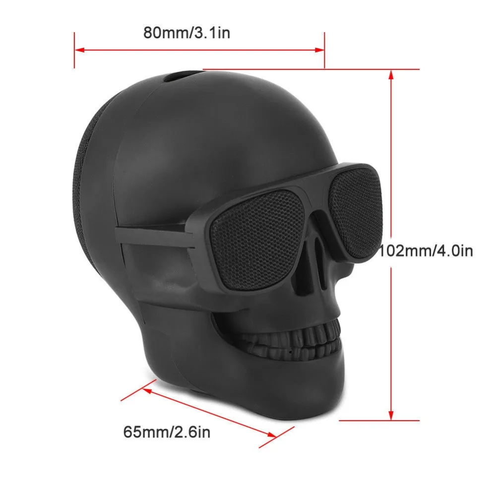 Portable Skull Head Wireless Bluetooth Speaker Mini Bass Stereo Speaker HD Sound