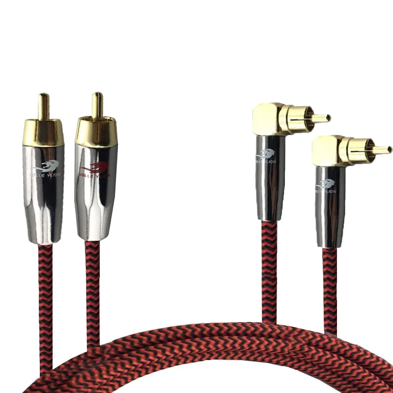 Hifi Audio Cable 2 Angle RCA to 2 Straight RCA TV Amplifier Subwoofer