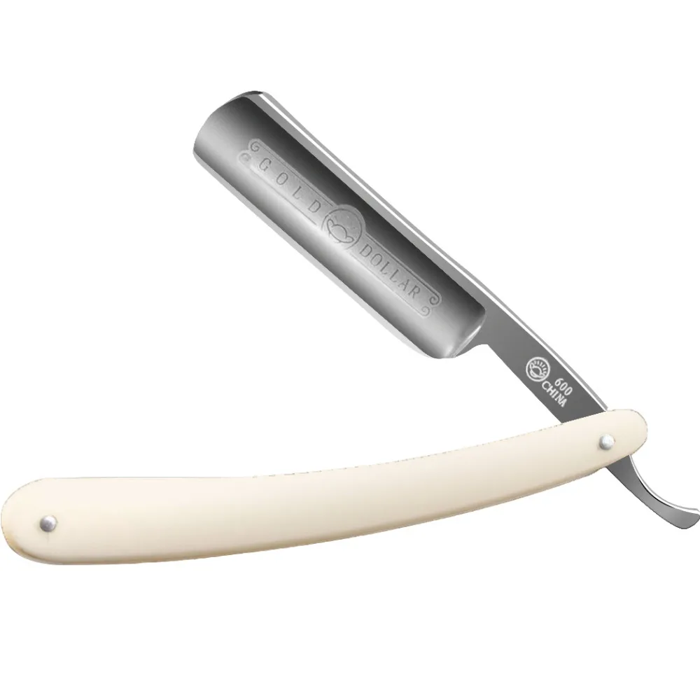Men Face Razor Shaving Straight Razor Plastic Handle Carbon Steel Blade