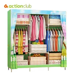 Actionclub/шкаф с принтом в виде пейзажа, Большой нетканый шкаф на молнии, стальная рама, органайзер для хранения одежды, мебель