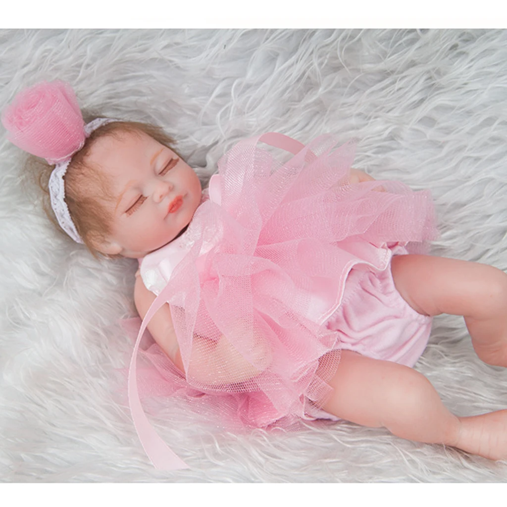 Silicone Vinyl Reborn Girl Doll Fake Toddler Dress in Clothes - Rooted Mohair Hair, Hand-drawn Nails, Real Gentle Touch