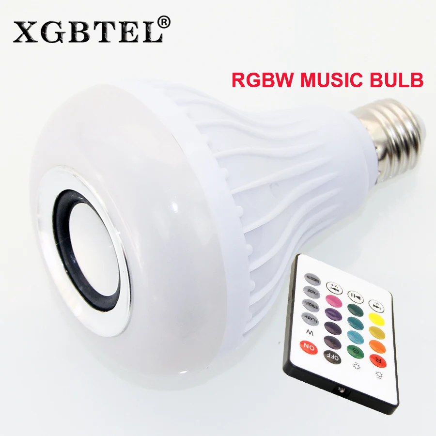 

10 pcs/lot Wireless bluetooth 6W LED speaker bulb Audio Speaker E27 RGBW music playing & Lighting With 24 Keys IR remote Control