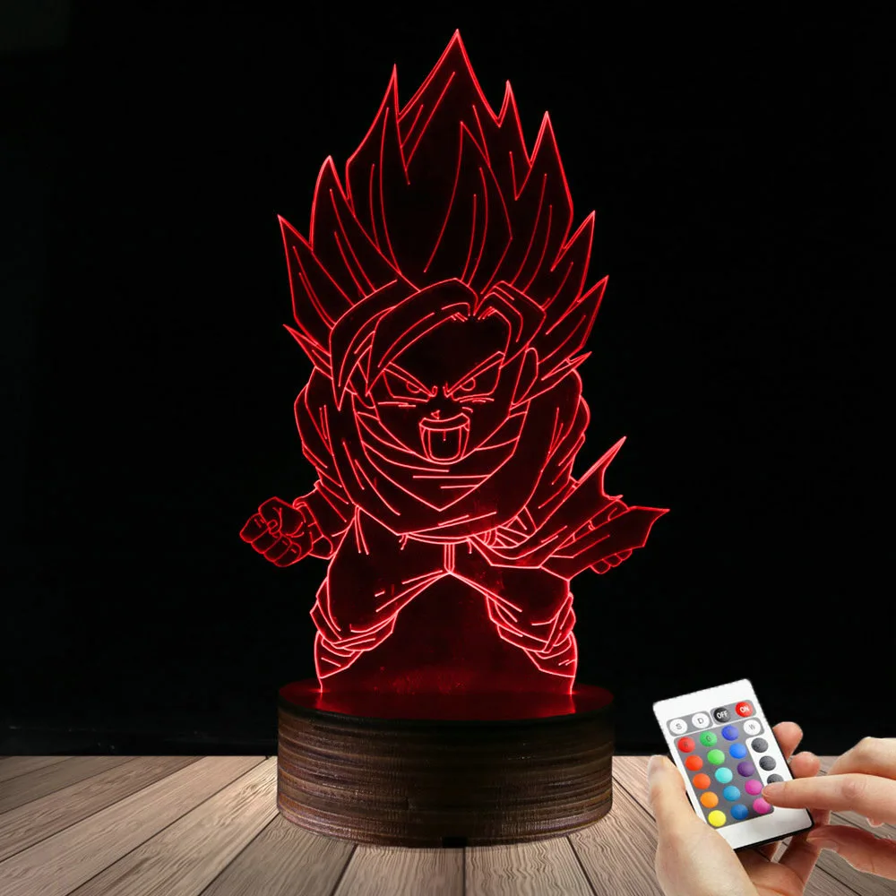 

Dragon Ball Super Saiyan God Goku Action Figures 3D Illusion Table Lamp 7 Color Changing Night Light Boys Child Kids Baby Gifts