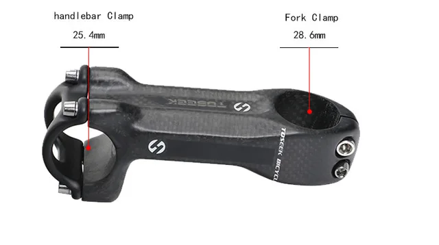 TOSEEK матовый 3K углеродный стержень для шоссейного велосипеда, детали для горного велосипеда, вилка 28,6 или 31,8 мм, Руль 25,4 или 31,8 мм, длина 60-130 мм - Цвет: 25.4 X 28.6 mm