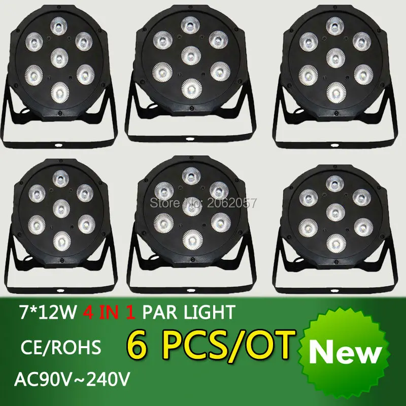 

6 pcs/lot 4in1 7*12w RGBW mixer led par light disco stage backdrop light DMX dj professional light for Club Bar christmas party