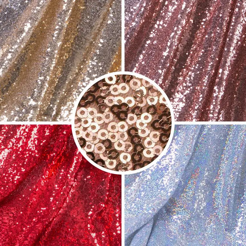 

Width 130x50cm Sequin Fabric Sparkly Rose Gold Silver Glitter Fabric for Clothes Stage Party Wedding DIV Decoration
