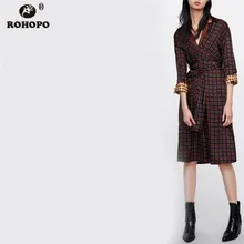 ROHOPO Red Plaid Autumn Vintage Dress Bow Belted Tunic Midi Dresses Slit Hem College Female Autumn Patchwork Dress #OYK8718 ROHOPO Red Plaid Autumn Vintage Dress Bow Belted Tunic Midi Dresses Slit Hem College Female Autumn Patchwork Dress #OYK8718