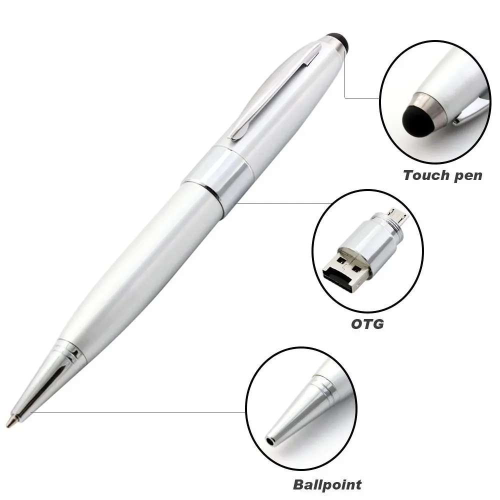 

Multifunction Pen Stylus OTG SD Card Reader Ball-Point Touch Screen Stylus + Micro USB SD Memory Card Adapter + Pen 3in1 Silver
