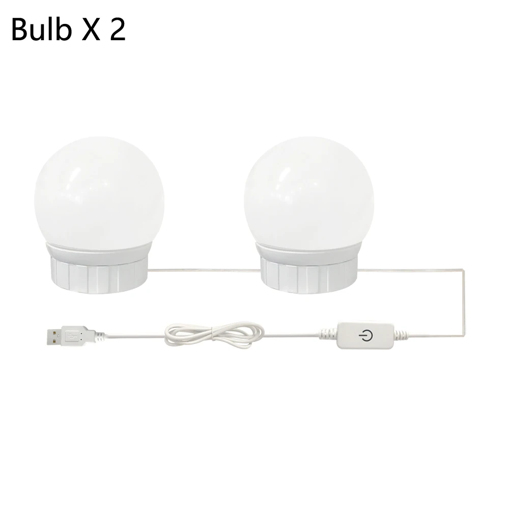 Зеркало для макияжа светодиодный светильник 6 10 14 голливудские лампы для туалетного столика с диммером и вилкой, соединяемые, зеркало в комплект не входит - Испускаемый цвет: 2 Bulbs