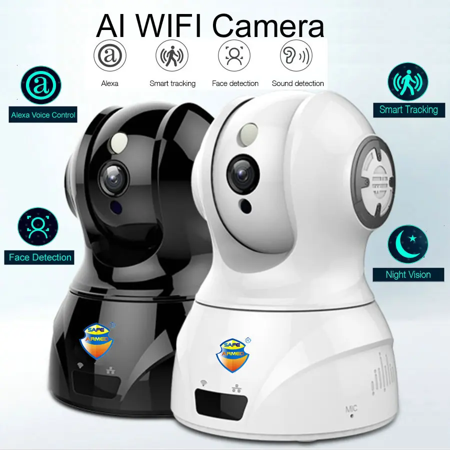 Smart WIFI PTZ FHD IP Cloud Camera with Alexa Voice Control Auto Smart Tracking Face Detection
